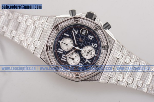 Audemars Piguet Royal Oak Offshore 1:1 Replica Chrono Watch Steel/Diamonds 26170ST.OO.D091CR.01D.blu